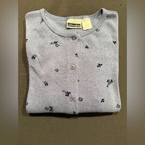 Charter Club Blue Floral Embroidered Cardigan